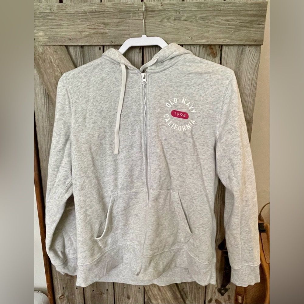 Old Navy Light Gray Hoodie with Logo